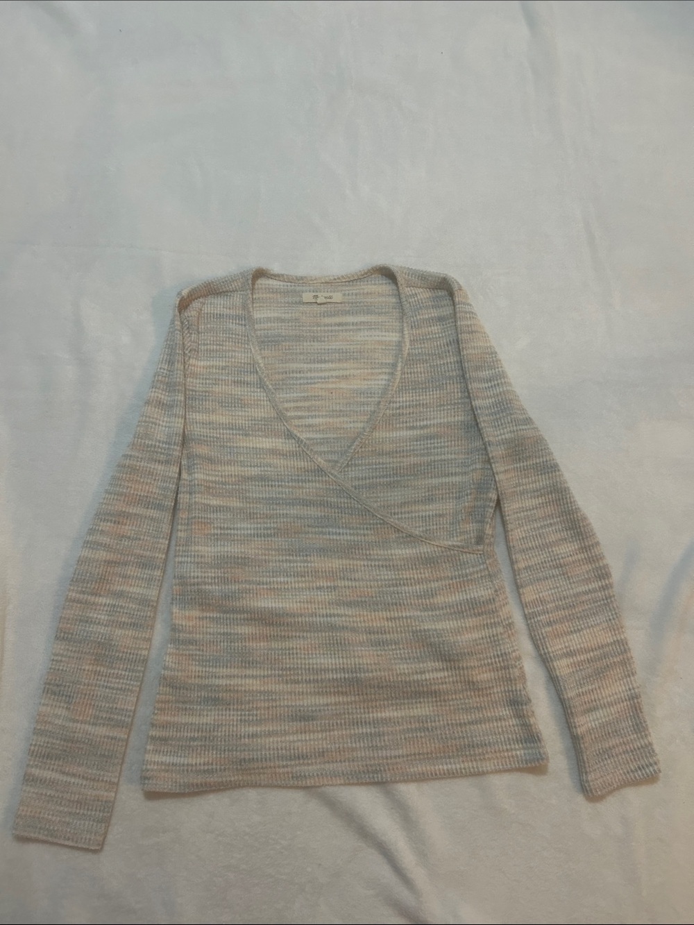 Madewell Women’s Shirt Pastel Stripe V-Neck Waffle Knit Wrap - Size Medium